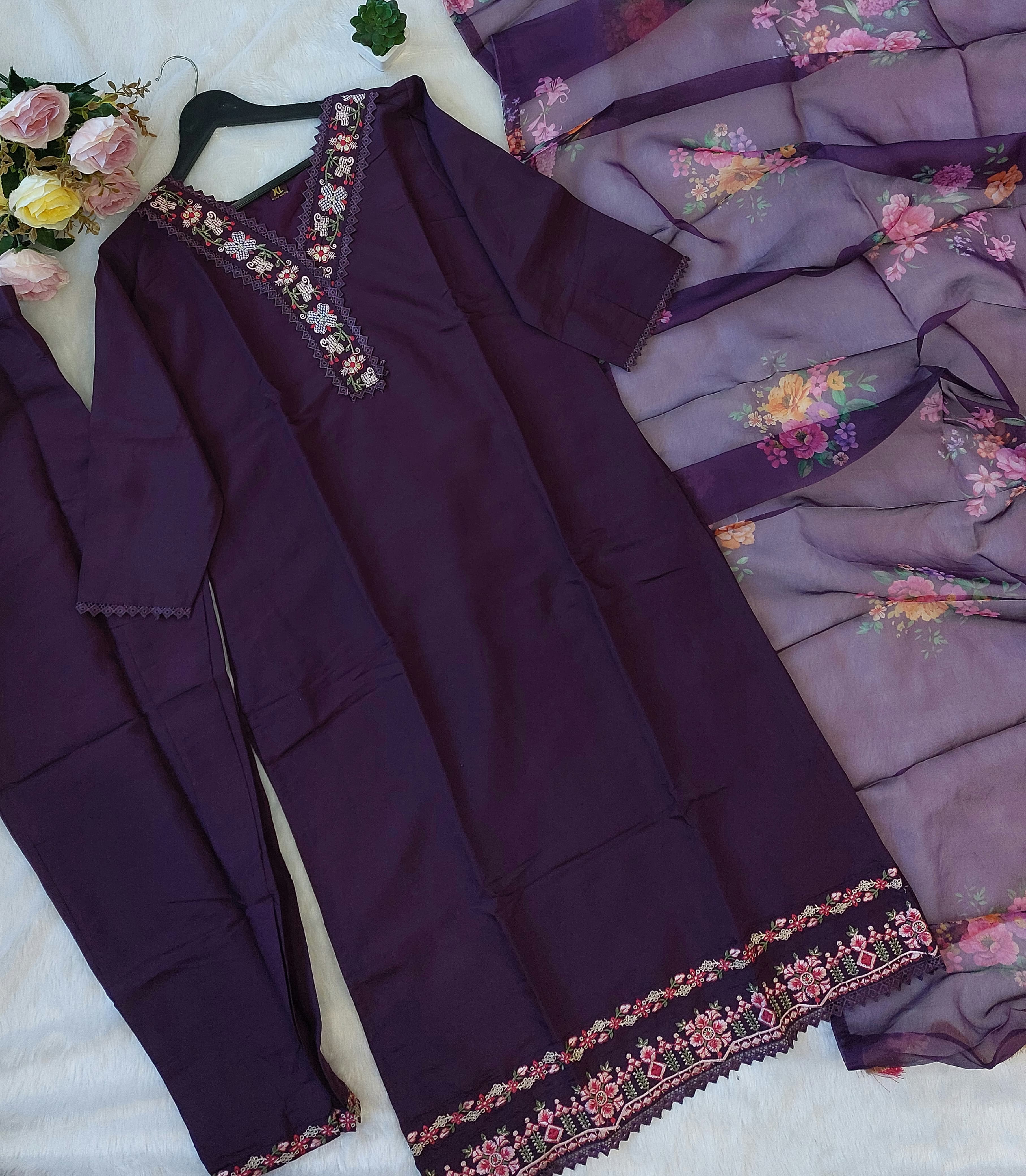 Stylo present new embrodairy work on nack 3 piece set