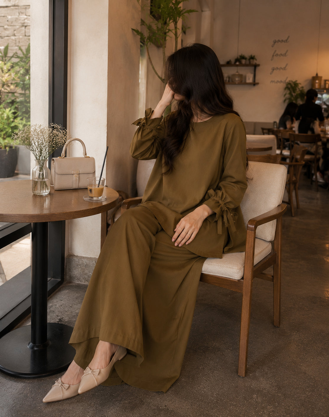 Golden Mustard Tie-Sleeve Two-Piece Set