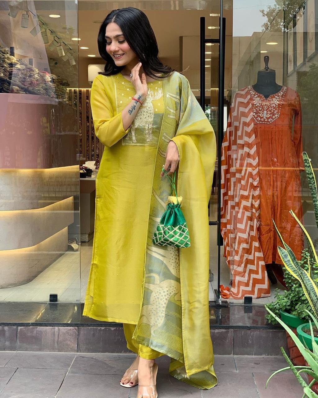 Beautiful hot fix and handwork on nack suit set