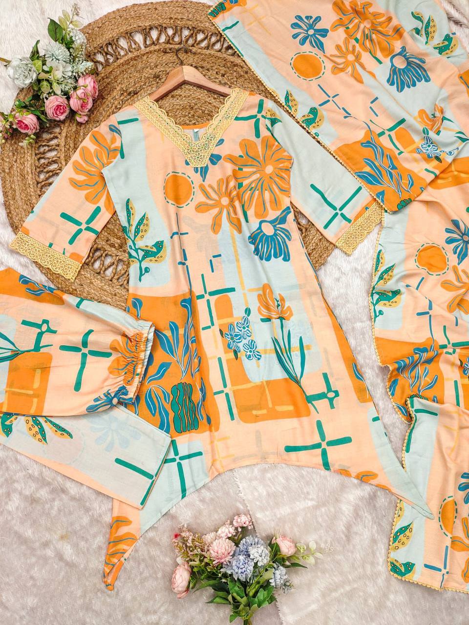 A-Line Co-ord Set With Beautiful Print