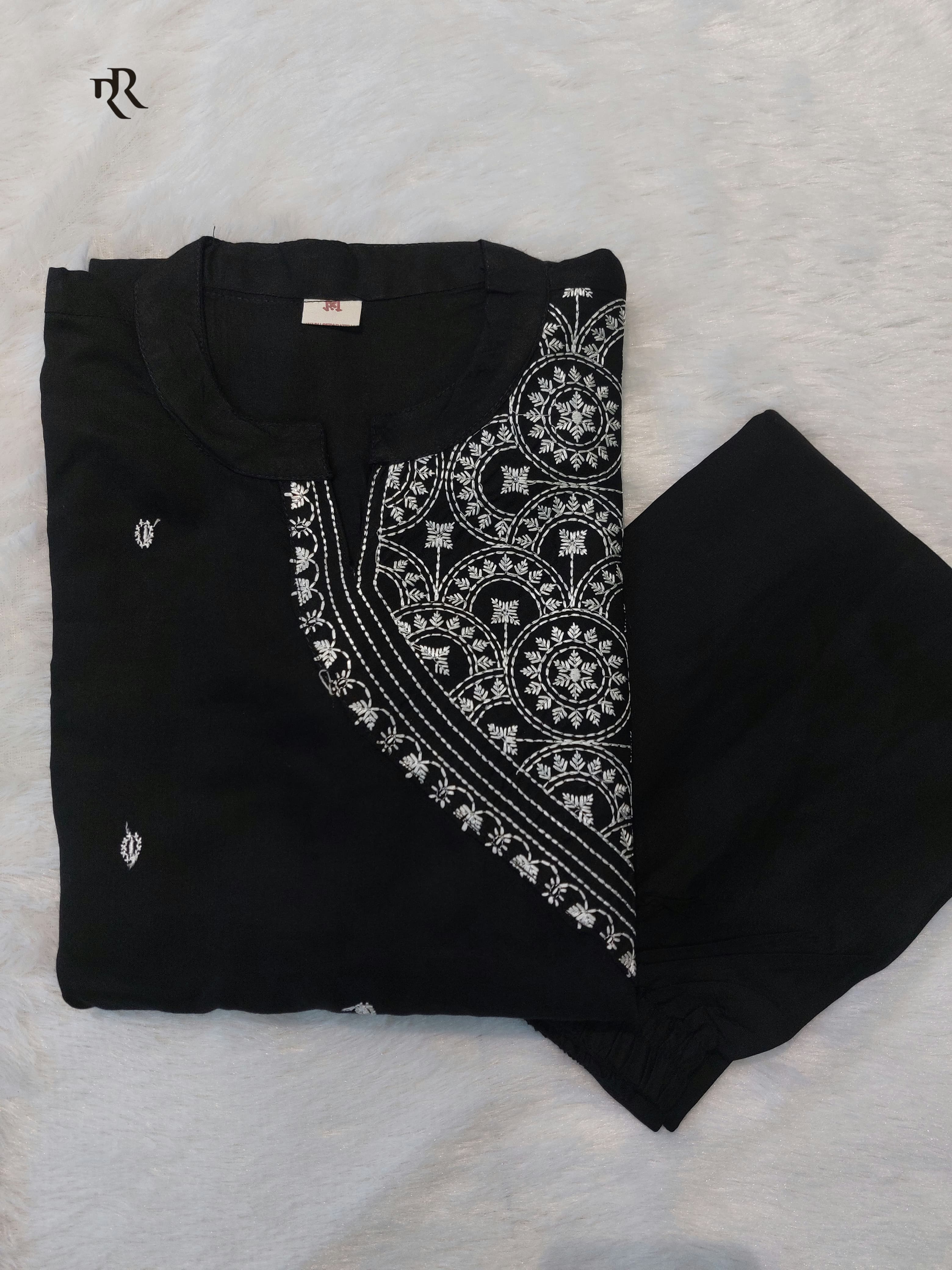 Black Rayon Kurti Set