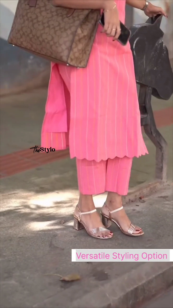 Pink Serenity Kurti Pant Pair