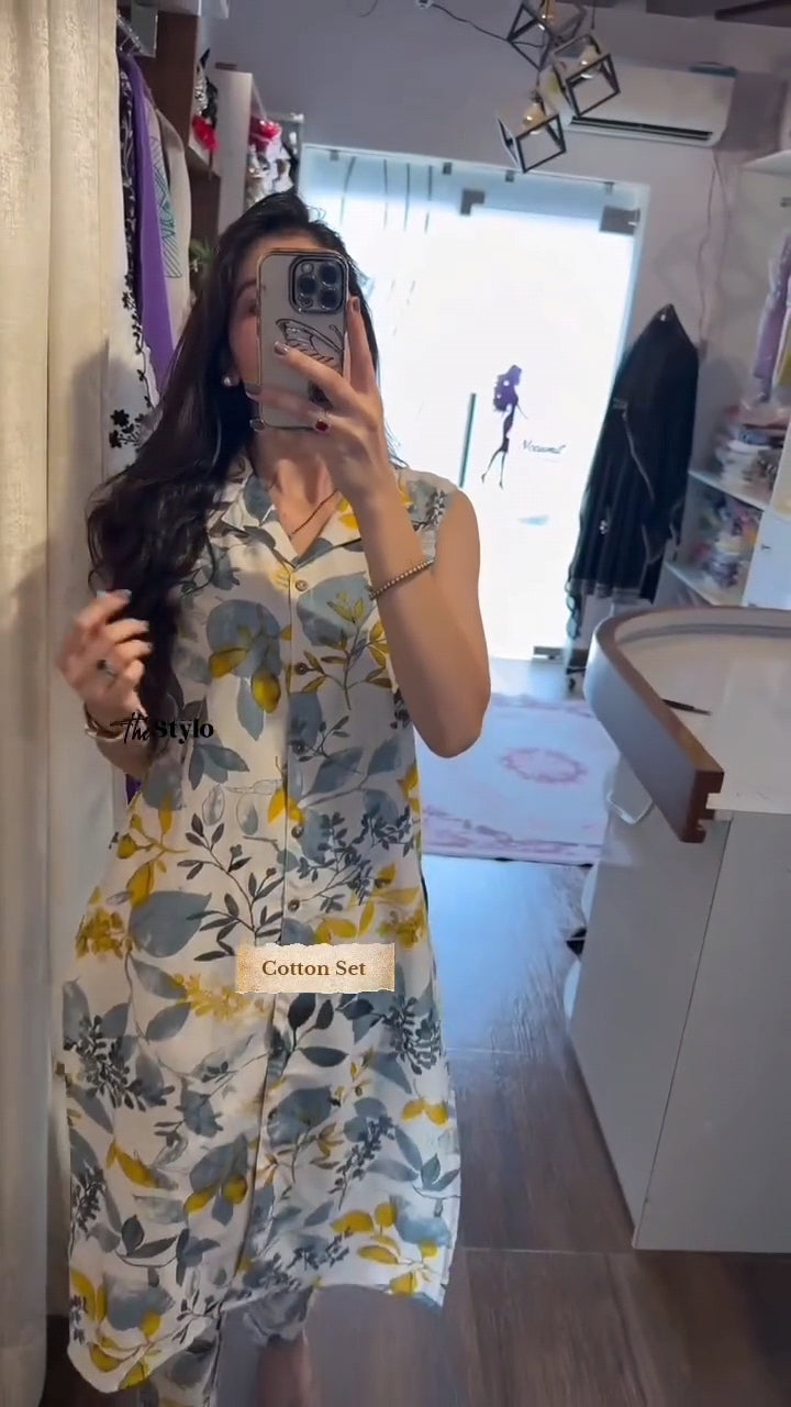 Floral Printed Cotton Co-ord Set