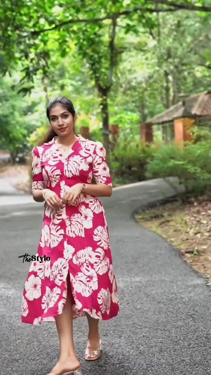 Pink Shirt Collar Kurti