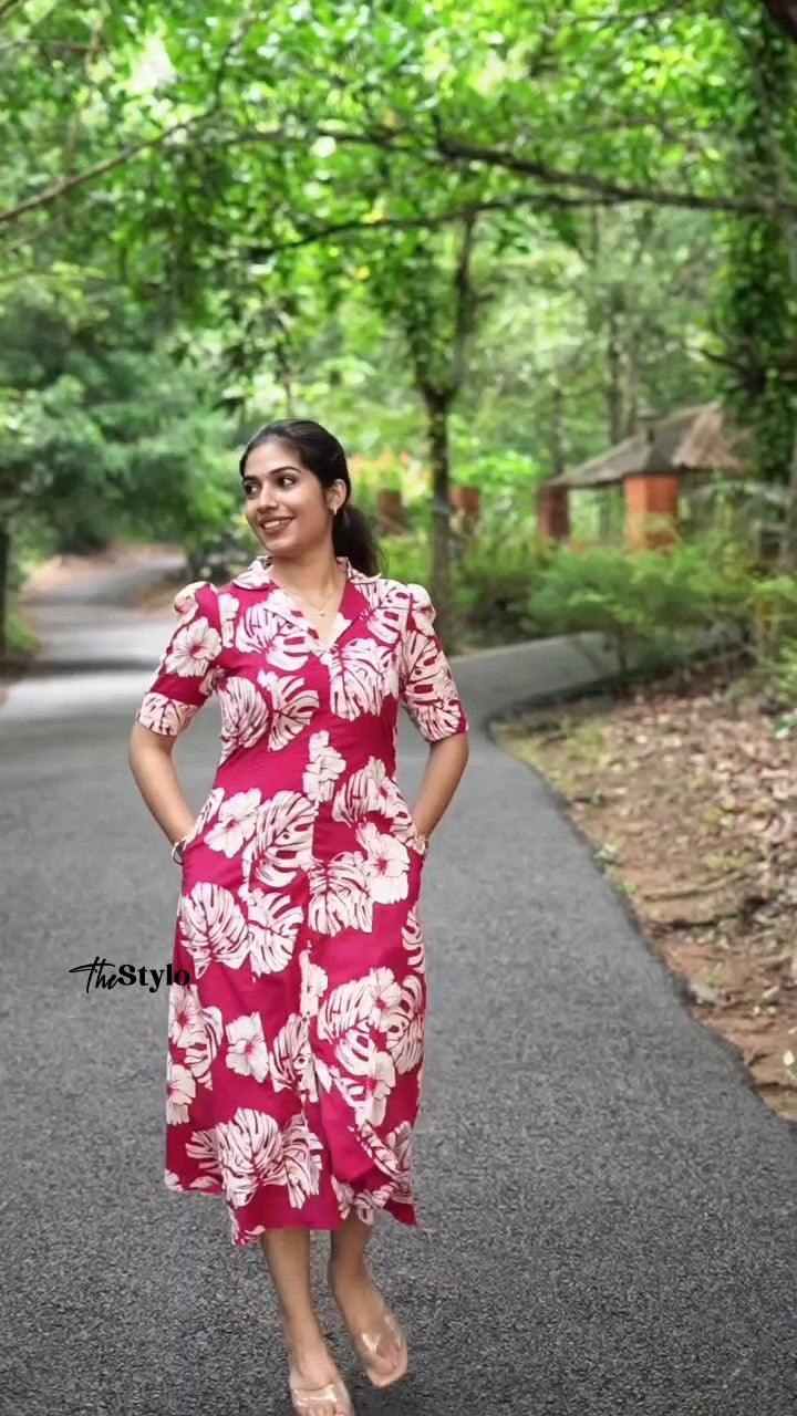 Pink Shirt Collar Kurti