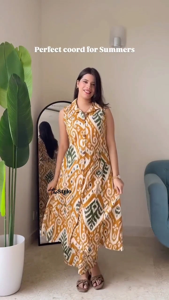 Beautiful Ekkat Printed A-line Cord-set