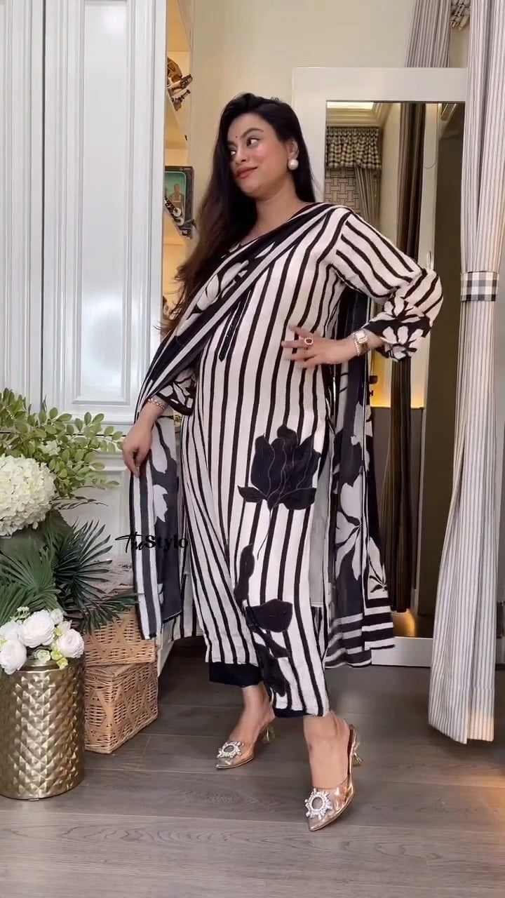 Zebra Wave Kurti Set