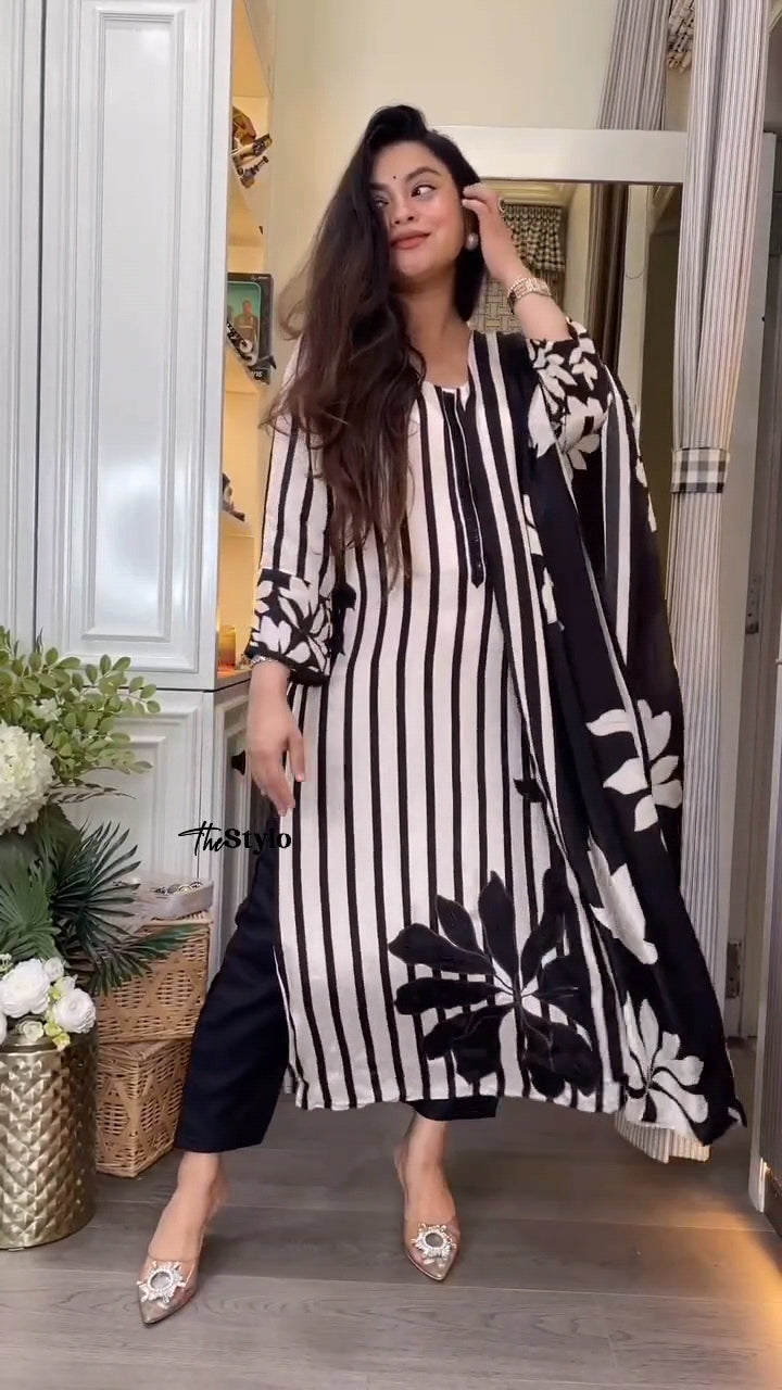 Zebra Wave Kurti Set