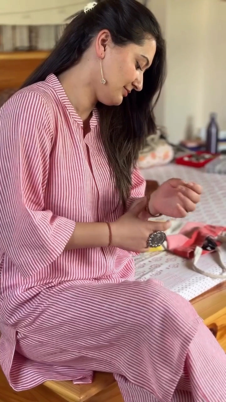 Casual Striped Tunic and Pants Set