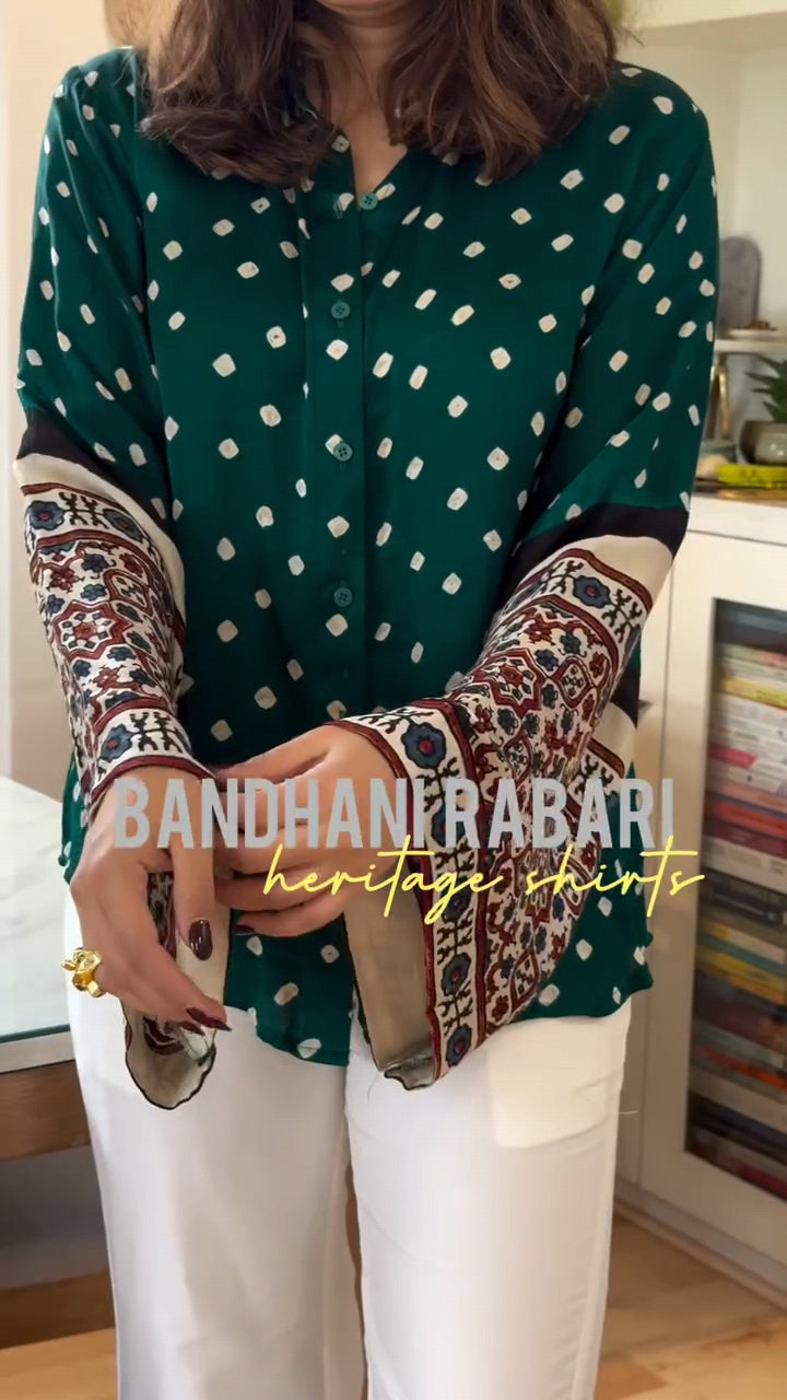 Teal Signature Bandhani Print Shirt