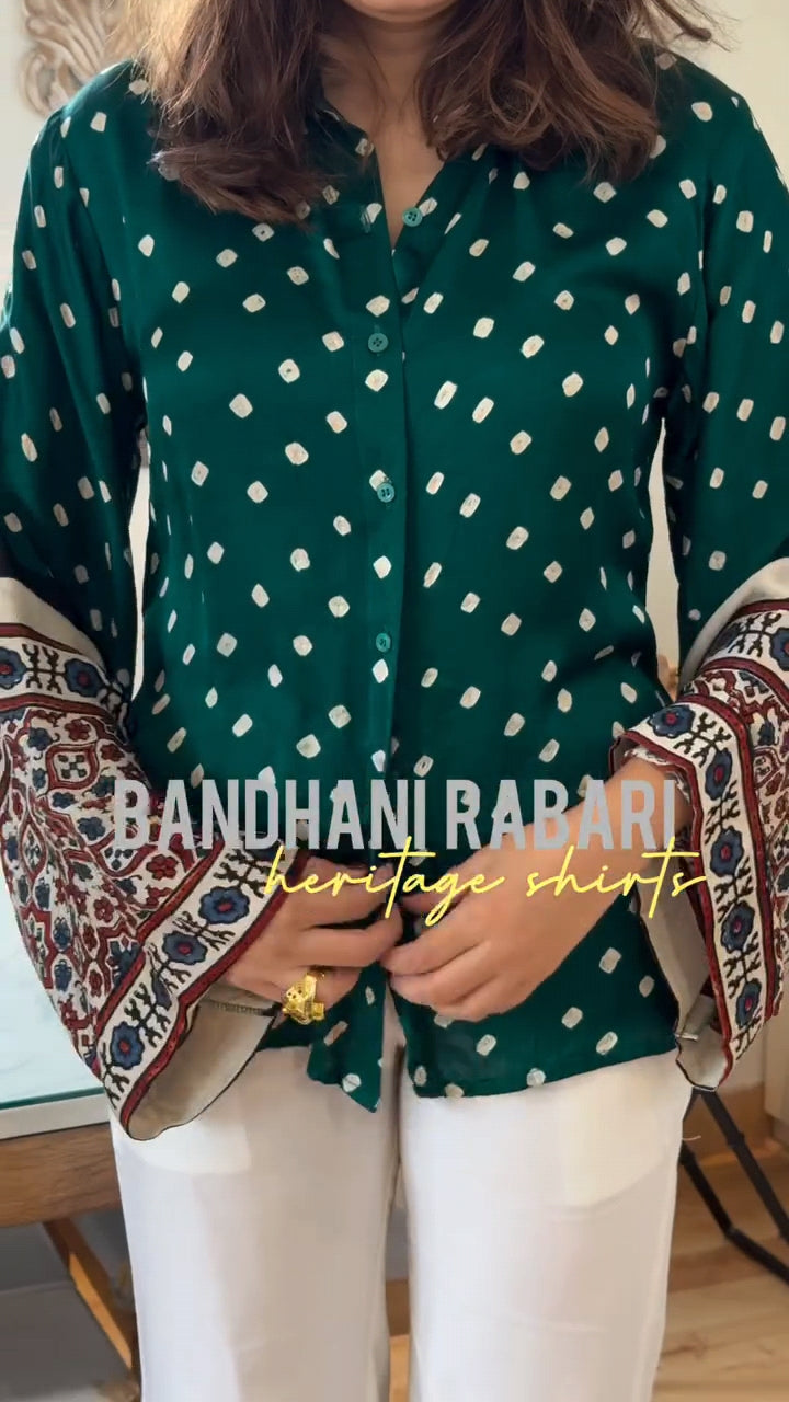 Teal Signature Bandhani Print Shirt