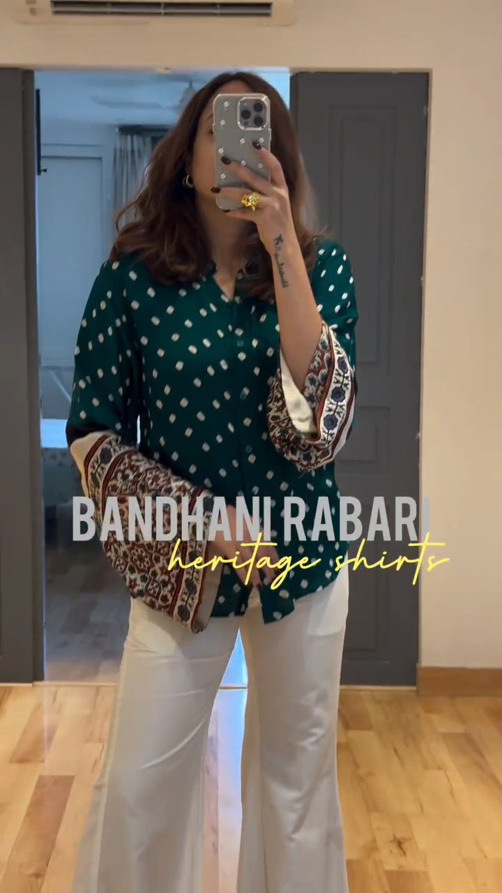 Teal Signature Bandhani Print Shirt