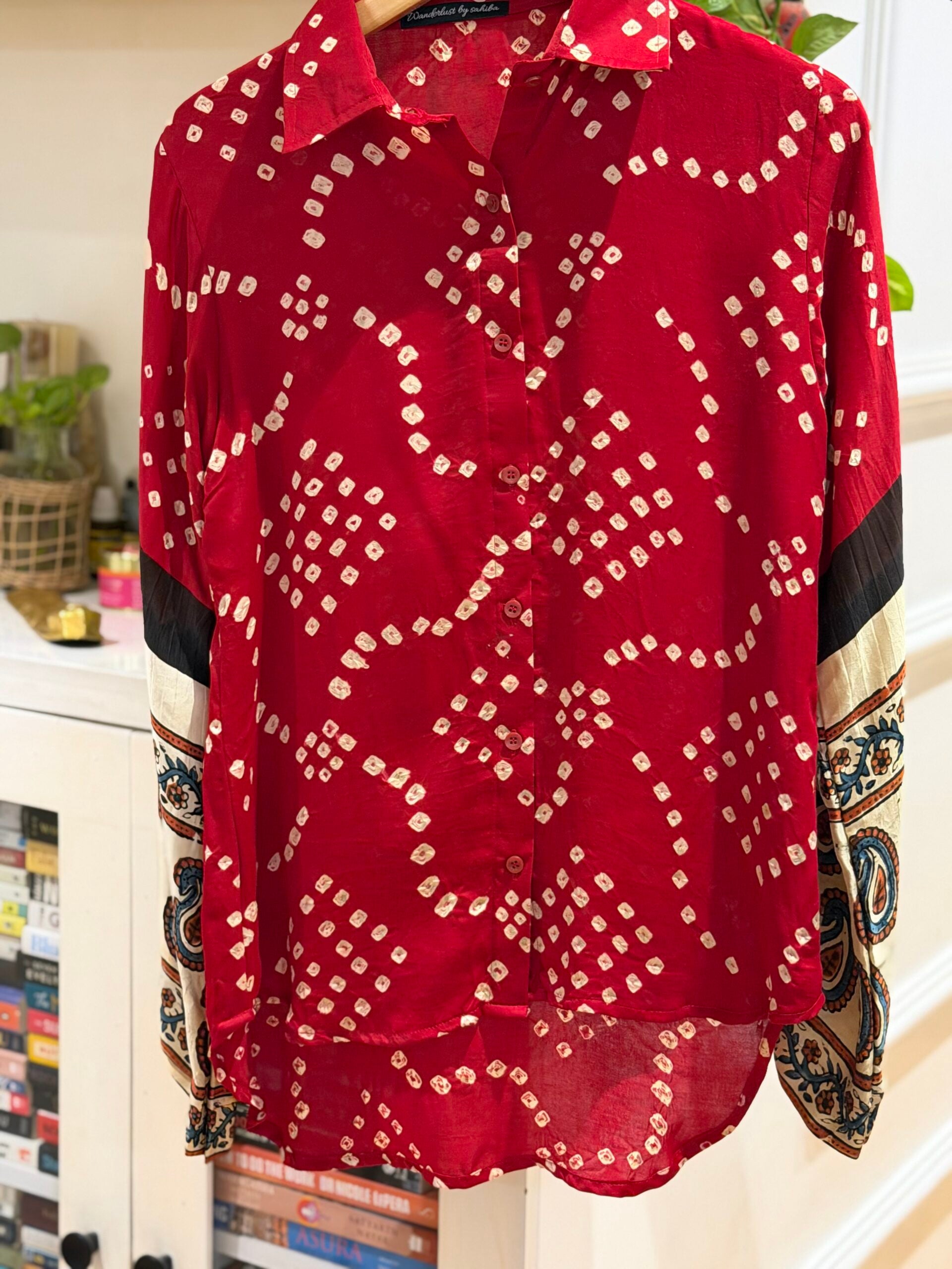 Fusion Wear Bandhani Bell Sleeve Shirt