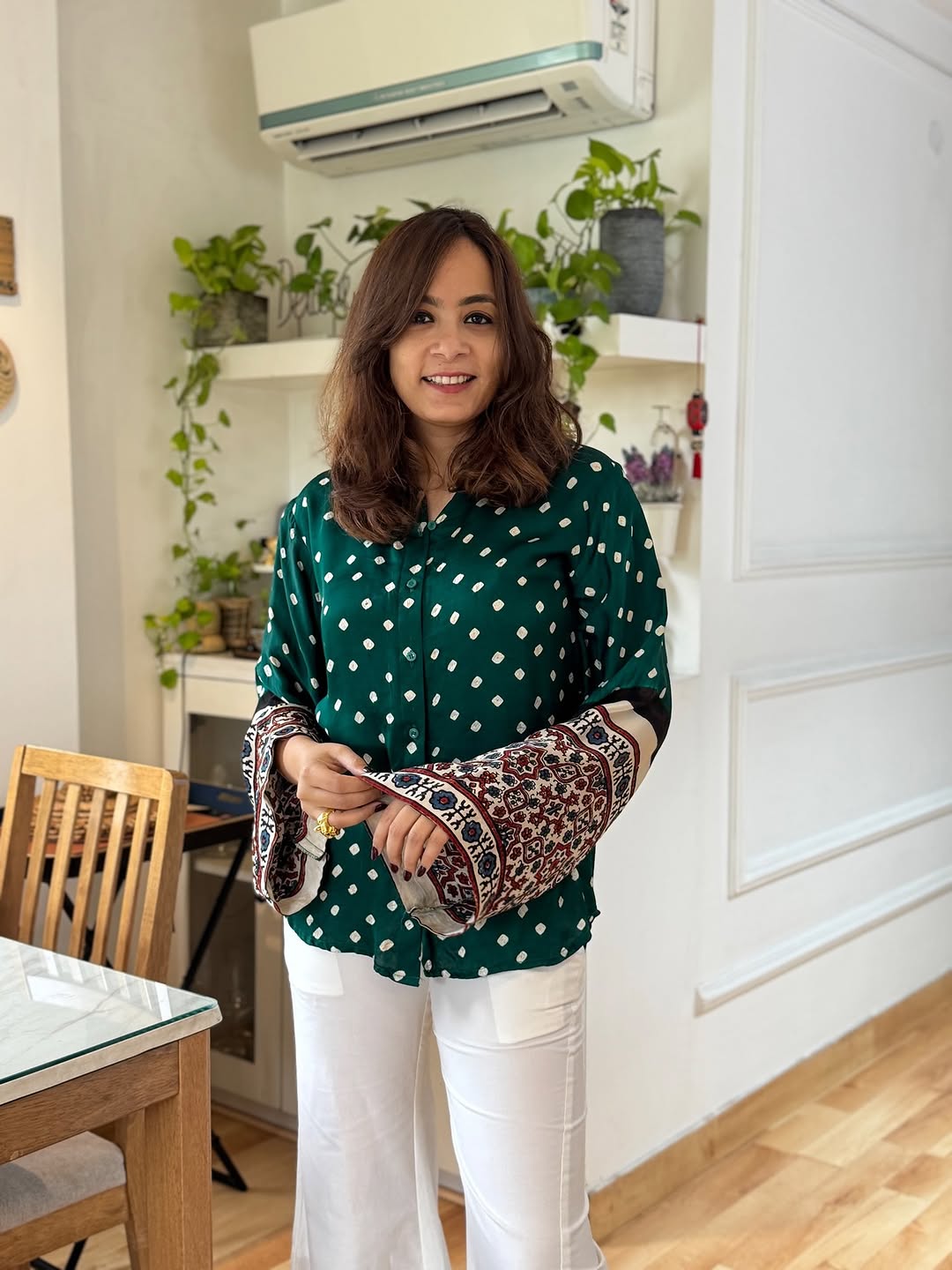 Teal Signature Bandhani Print Shirt