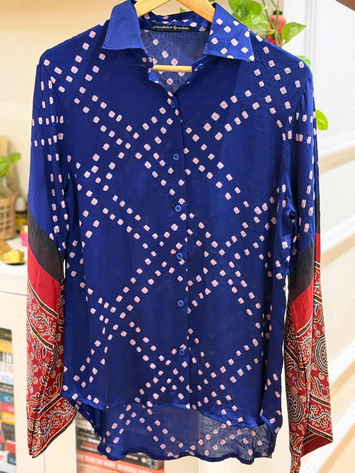Fusion Wear Bandhani Bell Sleeve Shirt