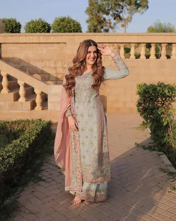 Blush Mint Embroidered Pakistani Suit Set