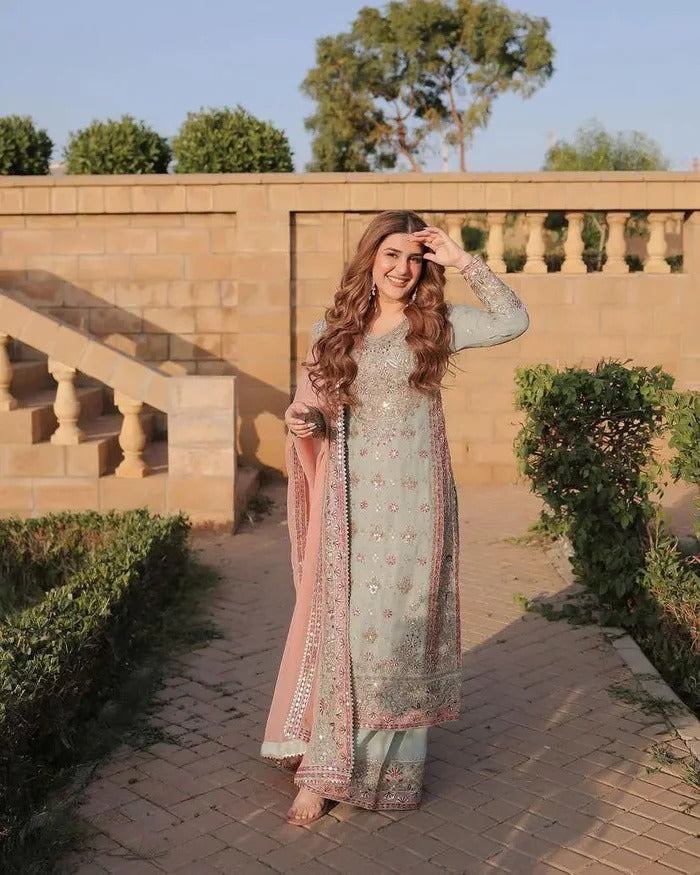 Blush Mint Embroidered Pakistani Suit Set