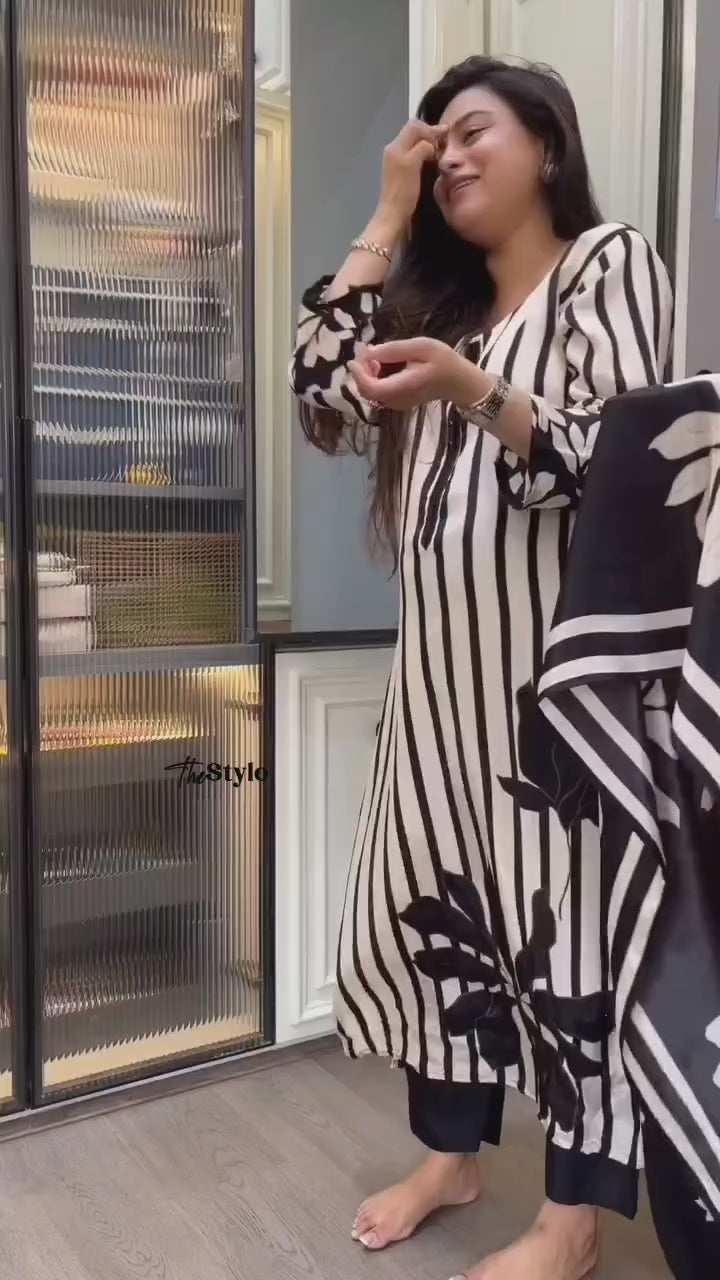 Zebra Wave Kurti Set