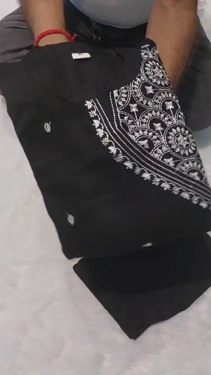 Black Rayon Kurti Set