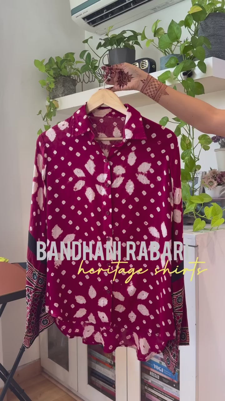 Cherry Red Bandhani Floral Print Shirt