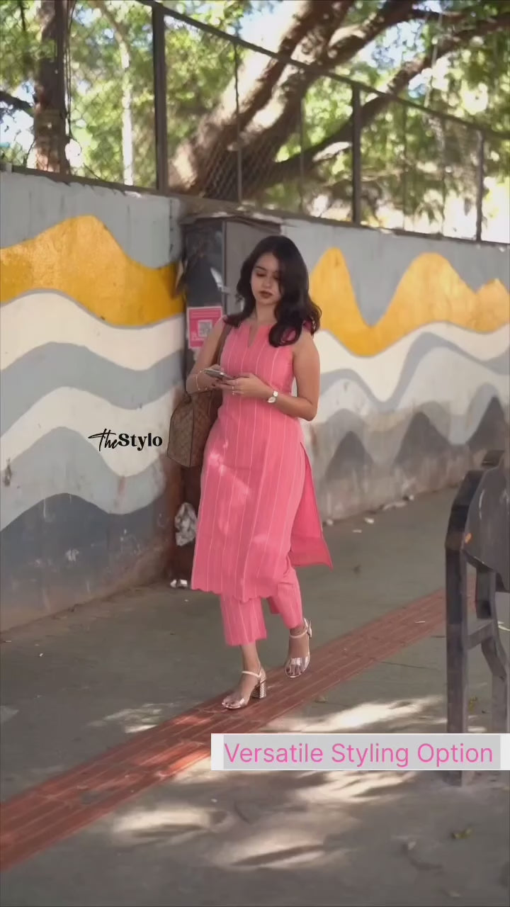 Pink Serenity Kurti Pant Pair