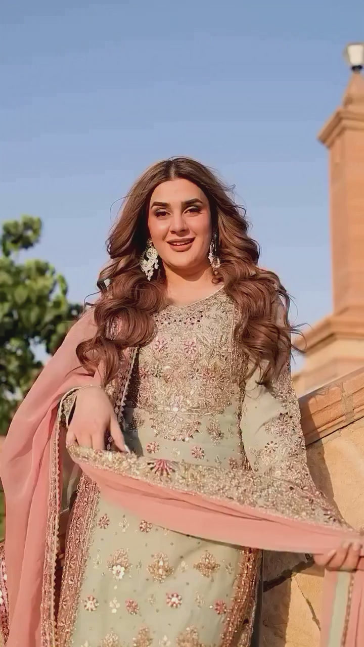 Blush Mint Embroidered Pakistani Suit Set